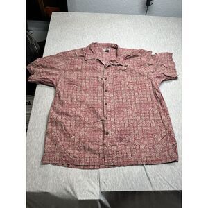VTG LL Bean‎ Shirt Mens XL Red Aztec Tiki Hawaiian Aloha Dad